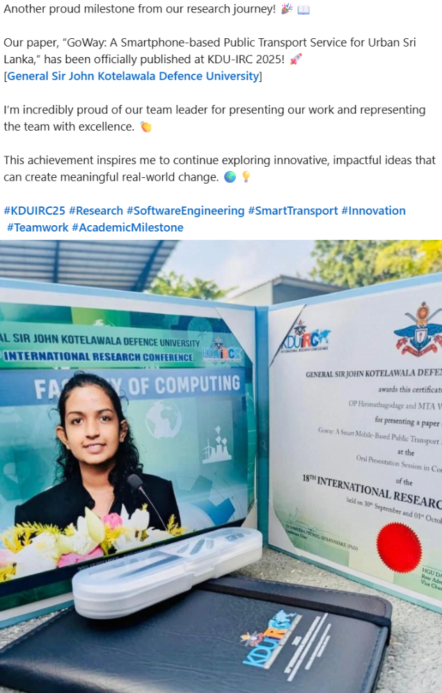 Research Papers Published at KDU-IRC'25